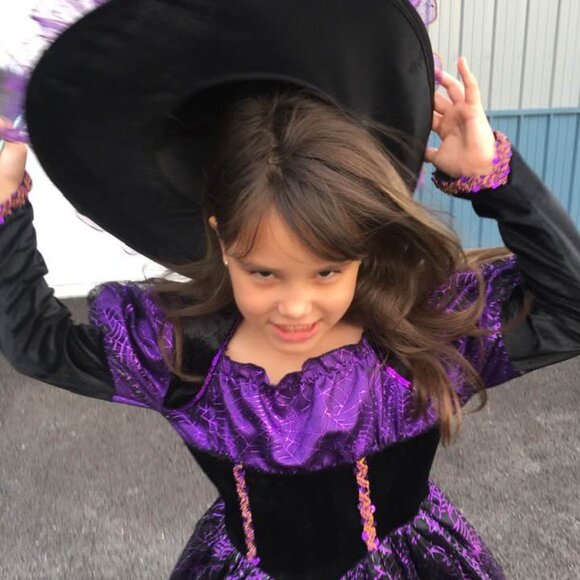 Chasing Fireflies Hallows Eve Spider Witch Purple Black Velvet Halloween Costume - Picture 14 of 16